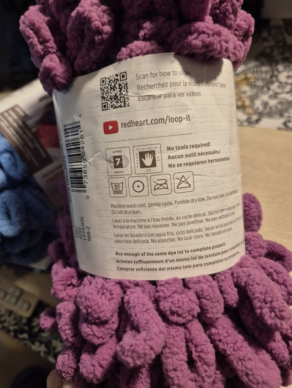 Red Heart Loop-It Finger Looping Fun Yarns - Light Blue And Berry - Picture 8 of 8